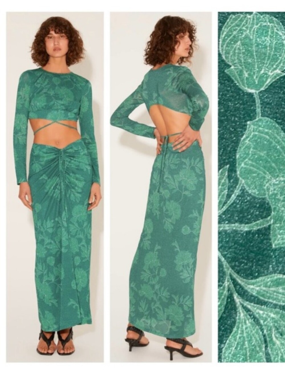 Hansen & Gratel Teal Green Floral Maxi Skirt